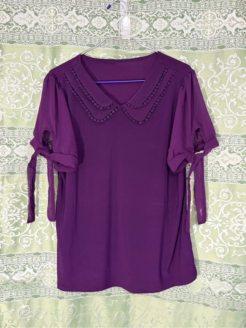 Classic Plum Women’s Blouse with Peter Pan Collar